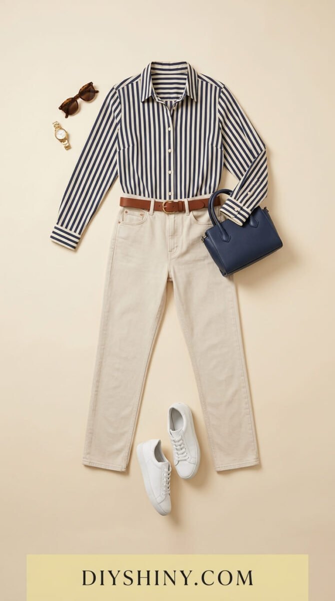 Burgundy cardigan with white top dark blue jeans brown handbag and brown loafers